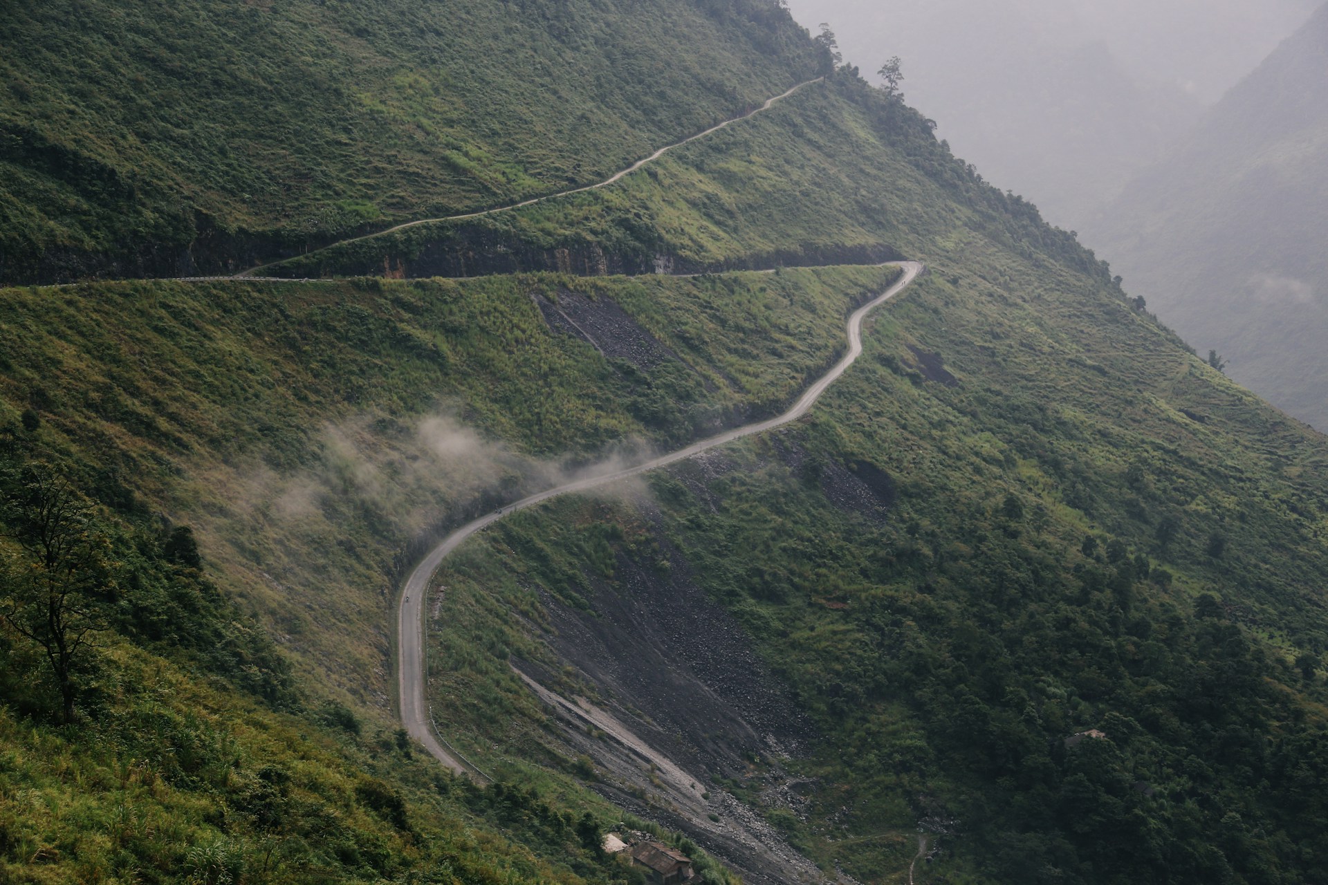 Driving in Nepal in Twisting Roads